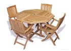 Teak Outdoor Dining set, Octagon table and 4 folding chairs