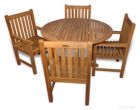 Teak Patio Dining Set Padua Table 48 in, 4 Block Island Dining Chairs