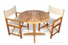 Teak Patio Set, Pedestal Table and 2 Directors Chairs Choose color