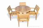 Teak Dining Set Round Table and 4 Stacking chairs