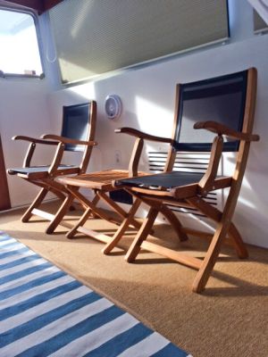 Teak Providence Folding Chair Black Sling Customer Photo