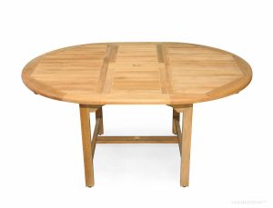 Teak Dining Table Round Extension 48 inch, 16 inch Leaf