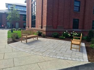 Teak Block Island Benches Wesleyan U - Goldenteak Customer Photo