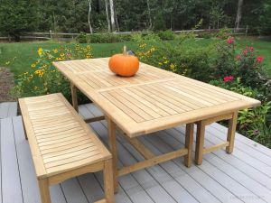 Teak Patio Dining Set Rect Table, Backless Benches - Customer Photo Goldenteak