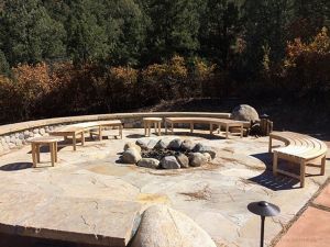 Teak Circular Bench and End Table - Goldenteak Customer Photo