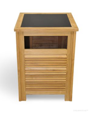 Teak Litter Receptacle Cover - Elegant Louvred