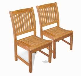 Teak Outdoor Dining Side Chair Millbrook PAIR