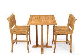 Teak Square Bar Table, 2 Bar Chairs | Premium Teak