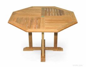 Teak Octagon Dining Table, Dia 51 inch, 48 inch between flats