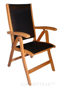 Teak Recliner Sling Black