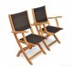 Teak  folding Providence Chair with Batyline Black PAIR