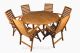 Teak Dining Set, 60 in Round Table, 6 Teak Recliner Chairs